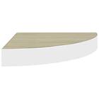 vidaXL Svävande hörnhyllor 2 st ek och vit 25x25x3.8 cm MDF 326631