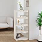 vidaXL Bokhylla/rumsavdelare vit 60x30x135.5 cm massiv furu 808169