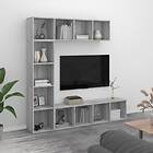 vidaXL Bokhylla/TV-bänk 3 delar set grå sonoma 180x30x180 cm 3152714