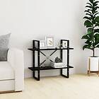 vidaXL Bokhylla 2 hyllplan svart 80x30x70 cm massiv furu 806456
