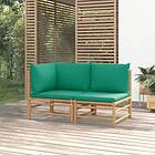 vidaXL Loungegrupp för trädgården 2 delar gröna dynor bambu 362291