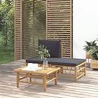 vidaXL Loungegrupp för trädgården 3 delar mörkgråa dynor bambu 362305