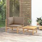 vidaXL Loungegrupp för trädgården 2 delar taupe dynor bambu 362285