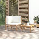 vidaXL Loungegrupp för trädgården med gräddvita dynor 2 delar bambu 362299