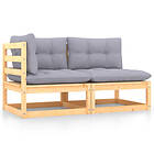 vidaXL Loungegrupp med dynor 2 delar massiv furu 805745
