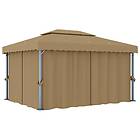 vidaXL Paviljong med draperi 4x3 m taupe aluminium 3067050