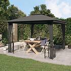 vidaXL Paviljong med draperier och dubbelt tak 3x3 m antracit 318541