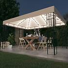 vidaXL Paviljong med ljusslinga LED 3x4 m gräddvit 3070321