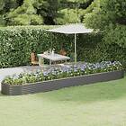 vidaXL Odlingslåda pulverlackerat stål 507x100x36 cm grå 319009