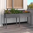 vidaXL Odlingslåda med foder grå 161x45x76 cm massivt granträ 364238