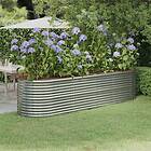 vidaXL Odlingslåda pulverlackerat stål 296x80x68 cm silver 318962