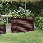 vidaXL Odlingslåda pulverlackerat stål 114x40x68 cm brun 318890