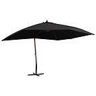 vidaXL Hängande parasoll med trästång 400x300 cm svart 47122