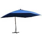 vidaXL Hängande parasoll med trästång 400x300 cm blå 47123