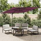 vidaXL Frihängande parasoll LED vinröd 400x300 cm 319933