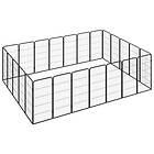 vidaXL Hundbur 24-paneler svart 50x100 cm pulverlackerat stål 3115962