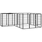 vidaXL Hundbur 18 paneler svart 50x100 cm pulverlackerat stål 3115950