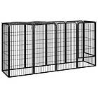 vidaXL Hundbur 10 paneler svart 50x100 cm pulverlackerat stål 3115948