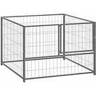 vidaXL Hundgård silver 100x100x70 cm stål 150792