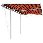 vidaXL Markis med stolpar automatisk infällbar 3,5x2,5 m orange/brun 3069930