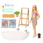 Barbie Doll & Bathtub Playset Blonde Confetti Soap & Accessories HKT92