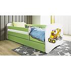 Kocot Kids Barnsäng Babydreams Grön Digger Med Låda Och Madrass 180x80 Cm Barnsängar