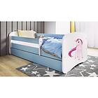 Kocot Kids Barnsäng Babydreams Blå Unicorn Med Låda Och Madrass 180x80 Cm Barnsängar