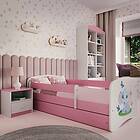 Kocot Kids Barnsäng Babydreams Rosa Elephant Med Låda Och Madrass 140x70 Cm Barnsängar
