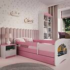 Kocot Kids Barnsäng Babydreams Rosa Truck Med Låda Och Madrass 140x70cm