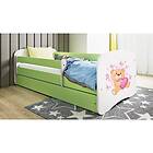 Kocot Kids Barnsäng Babydreams Grön Bear With Butterflies Med Madrass 180x80cm