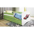 Kocot Kids Barnsäng Babydreams Grön Racing Car Med Låda Och Madrass 180x80cm