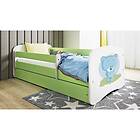 Kocot Kids Barnsäng Babydreams Grön Blå Bear Med Låda Och Madrass 180x80cm