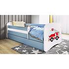 Kocot Kids Barnsäng Babydreams Blå Fire Truck Med Låda Och Madrass 180x80cm