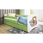 Kocot Kids Barnsäng Babydreams Grön Zoo Med Madrass 160x80cm