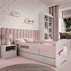 Kocot Kids Barnsäng Babydreams Vit Unicorn Med Låda Och Madrass 160x80cm