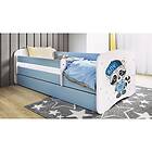 Kocot Kids Barnsäng Babydreams Blå Racoon Med Låda Och Madrass 160x80cm