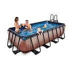 Exit Wood Pool 400X200X100Cm Med Sandfilterpump Och Tak Brun Pooler