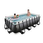 Exit Black Leather Pool 400X200X100Cm Med Sandfilterpump Och Tak Svart Pooler