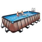 Exit Wood Pool 540X250X122Cm Med Sandfilterpump Och Tak Brun Pooler