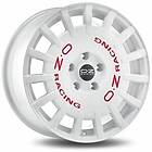 White OZ Rally Racing Red Lettering 8x17 4/108 ET25 B75
