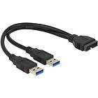 DeLock USB intern till extern kabel 19 pin USB 3.0 samlingslåda till USB Typ A 2