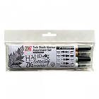 ZIG Kuretake Twin Tip Marker Svart 4-set