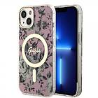 Guess iPhone 14 Skal Flower MagSafe Rosa