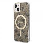 Guess iPhone 14 Skal 4G Pattern MagSafe Brun