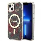 Guess iPhone 14 Skal Flower MagSafe Kaki