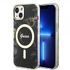 Guess iPhone 14 Skal Golden Marble MagSafe Svart