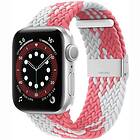 CaseOnline Flätat Elastiskt Armband Apple watch 6 (44mm) Pink white