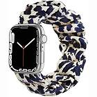 CaseOnline Scrunchie Elastiskt Armband Apple Watch 7 (41mm) Leopard Blå
