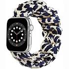 CaseOnline Scrunchie Elastiskt Armband Apple Watch 6 (40mm) Leopard Blå