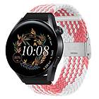 CaseOnline Flätat Elastiskt Armband Huawei Watch GT3 (42mm) Rosa/Vit